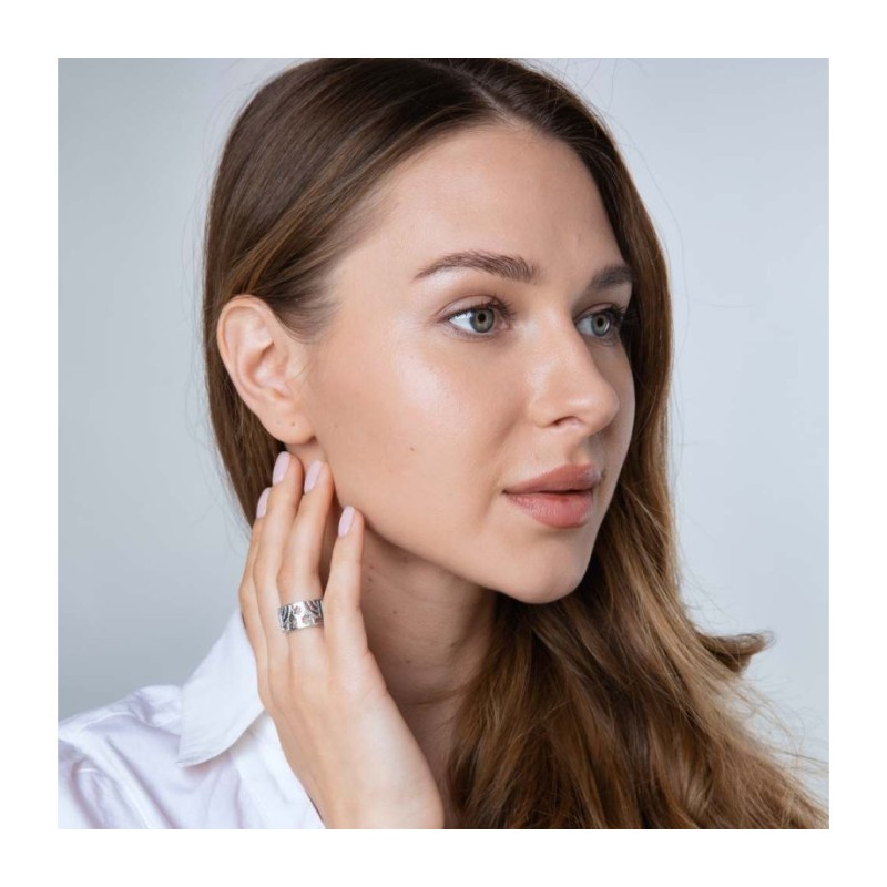 טבעת כסף סטרלינג עם חנוכיות נוצצות מגזרות... | טבעות יהודיות